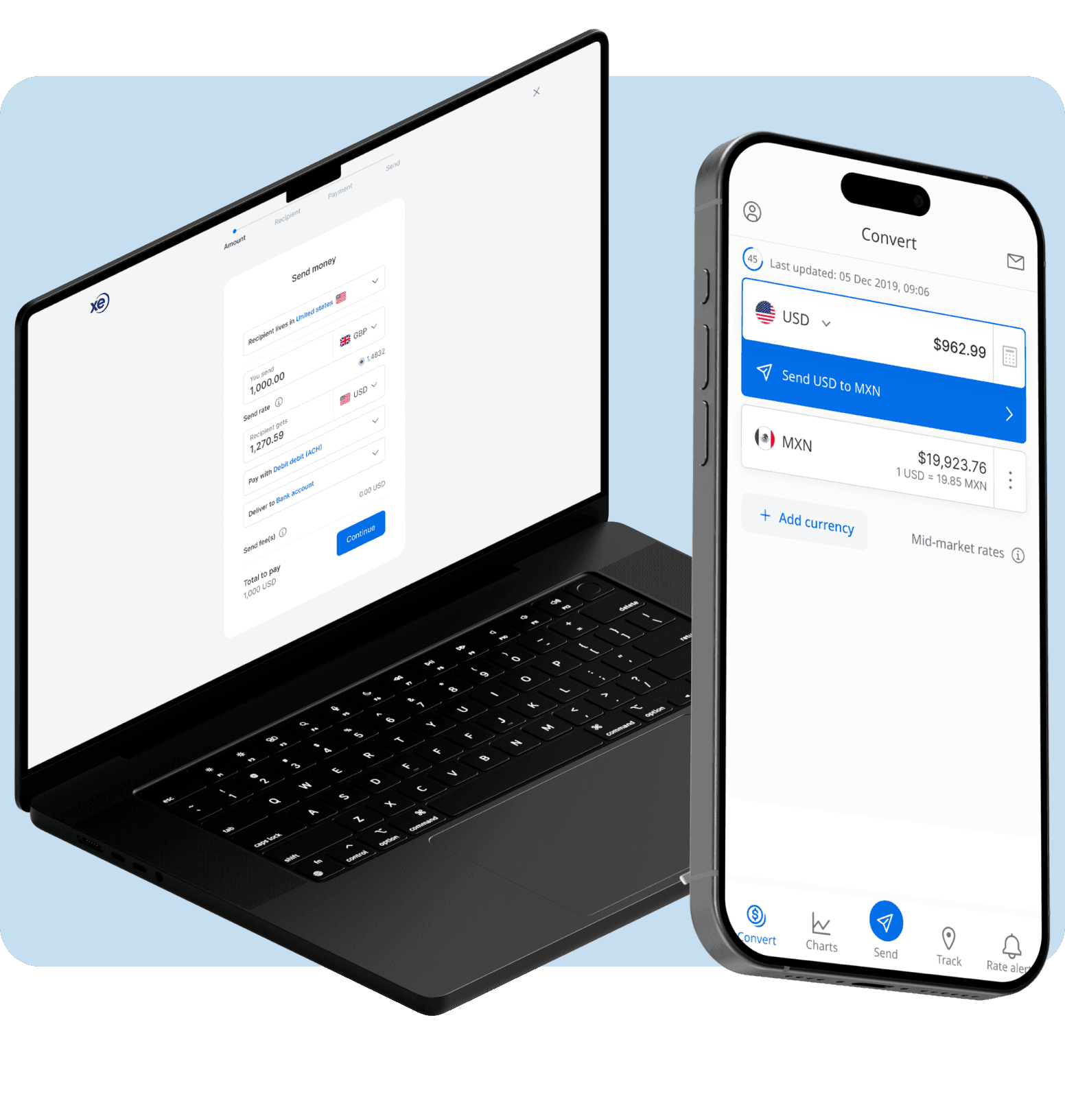 Easily send money abroad with Xe.
